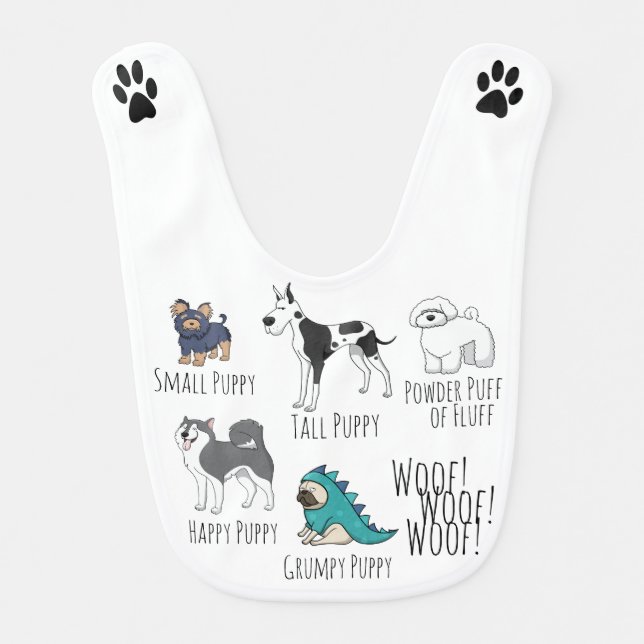 Cute Illustrated Puppy Dogs Poem Baby Bib (Front)