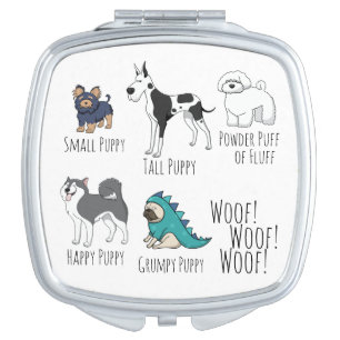 Cute Illustrated Puppy Dogs Poem Compact Mirror