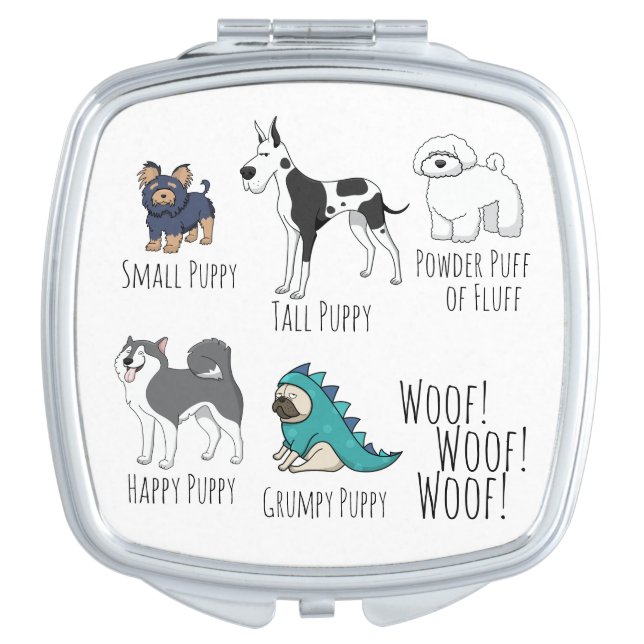 Cute Illustrated Puppy Dogs Poem Compact Mirror (Front)