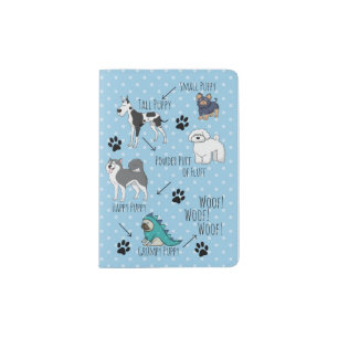 Cute Illustrated Puppy Dogs Poem Dotty Passport Holder