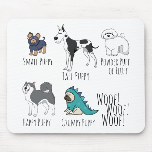 Cute Illustrated Puppy Dogs Poem Mouse Pad
