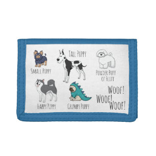 Cute Illustrated Puppy Dogs Poem Tri-fold Wallet