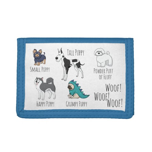 Cute Illustrated Puppy Dogs Poem Trifold Wallet
