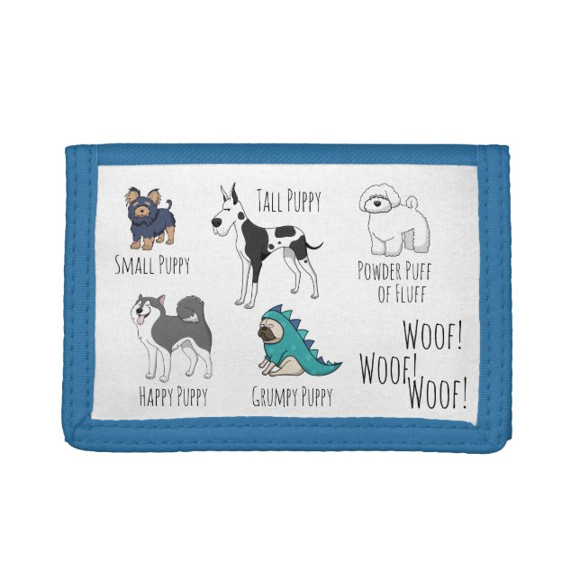 Cute Illustrated Puppy Dogs Poem Trifold Wallet (Front)