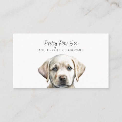 Cute Illustrated Puppy Pet Groomer Dog Spa Business Card