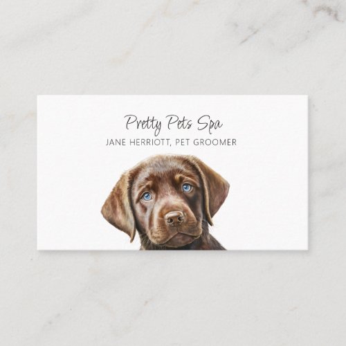 Cute Illustrated Puppy Pet Groomer Dog Spa Business Card