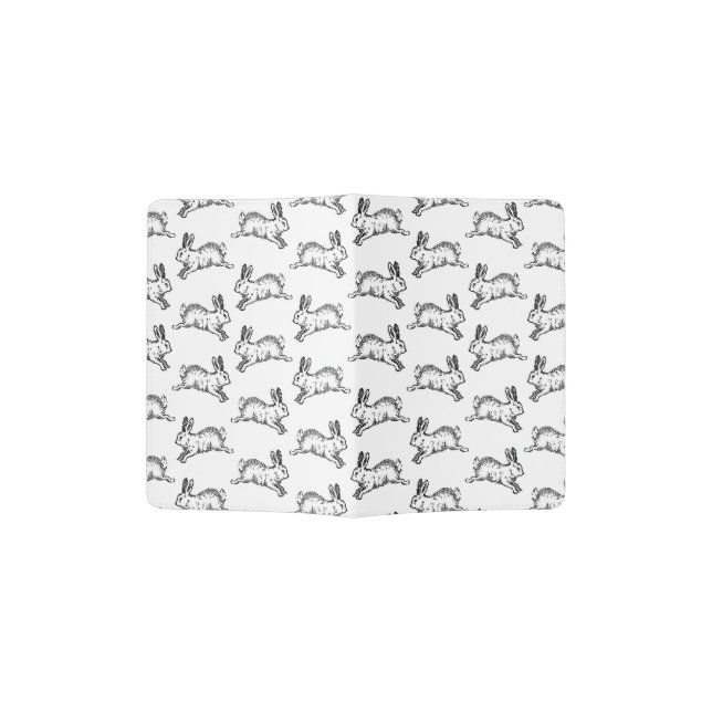 Cute Illustrated Rabbits Bunny Pattern Design Passport Holder (Opened)