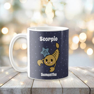 Cute Illustrated Scorpio Zodiac Personalized Coffee Mug