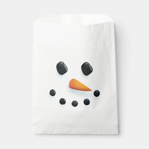 Cute Illustrated Snowman Face Christmas Favor Bag