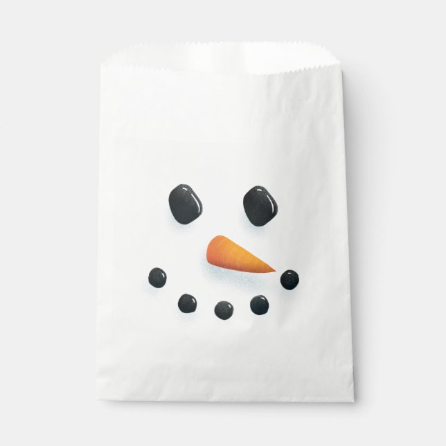 Cute Illustrated Snowman Face Christmas Favor Bag (Front)