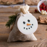 Cute Illustrated Snowman Face Classic Round Sticker<br><div class="desc">Hand drawn snowman face</div>