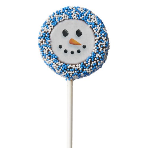 Cute Illustrated Snowman Face Winter Blue Chocolate Covered Oreo Pop