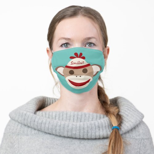 Cute Illustrated Sock Monkey Cloth Face Mask