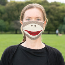 Cute Illustrated Sock Monkey Smile Cloth Face Mask