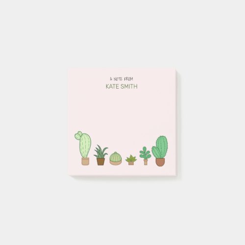 Cute Illustrated Succulents and Cactus Post_it Notes