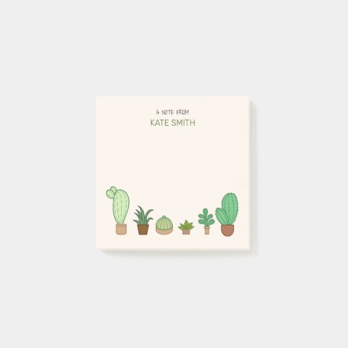 Cute Illustrated Succulents and Cactus Post_it Notes