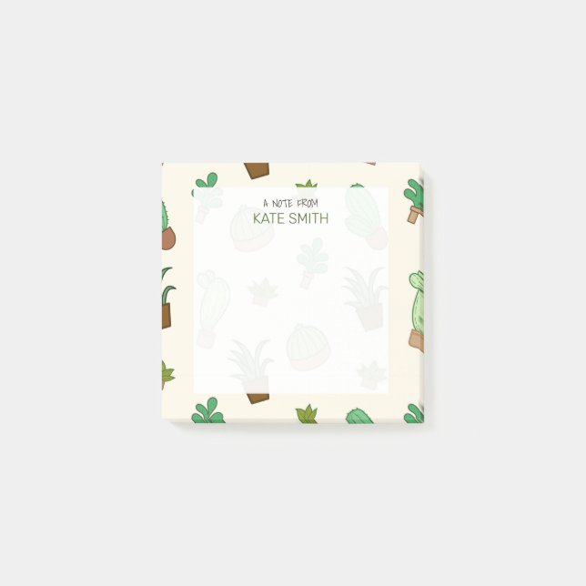 Cute Illustrated Succulents and Cactus Post-it Notes (Front)
