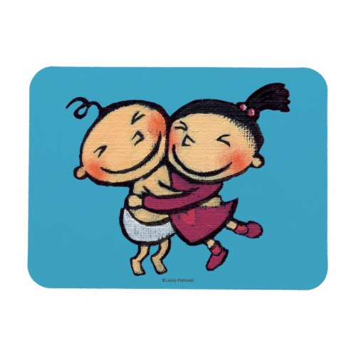 Cute Illustrated Toddlers Hugging Magnet