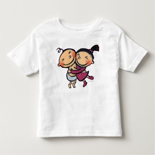 Cute Illustrated Toddlers Hugging Toddler T_shirt