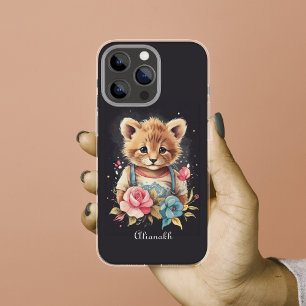 Cute Illustrated Vintage Style Floral Cat iPhone 11 Case