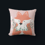 Cute Illustration Fox Smelling Flowers Throw Pillow<br><div class="desc">Sweet modern illustration of a fox smelling wild flowers.</div>