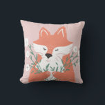 Cute Illustration Fox Smelling Flowers Throw Pillow<br><div class="desc">Sweet modern illustration of a fox smelling wild flowers.</div>