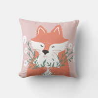 Cute Illustration Fox Smelling Flowers