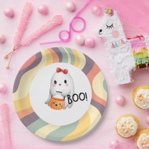 Cute Illustration Happy Halloween Boo Paper Plates