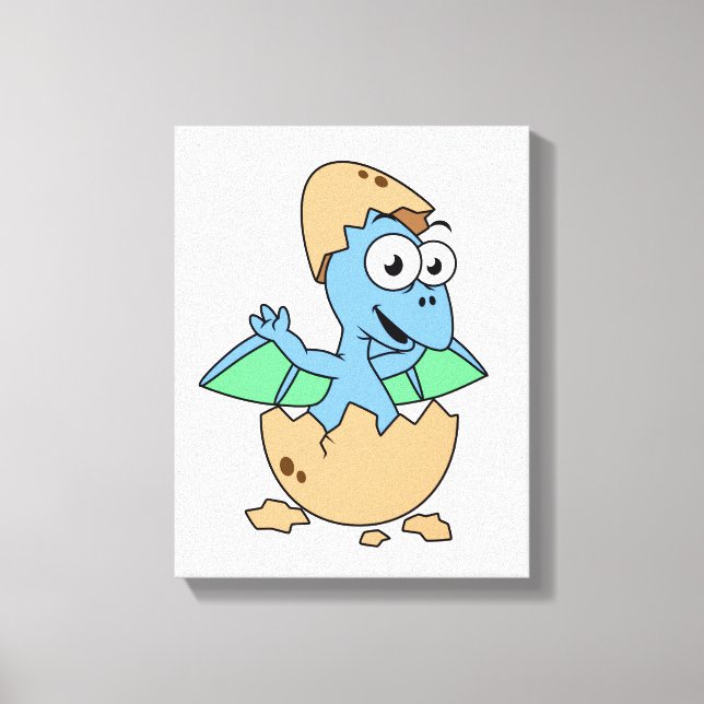 Cute Illustration Of A Baby Pterodactyl Hatching. Canvas Print (Front)