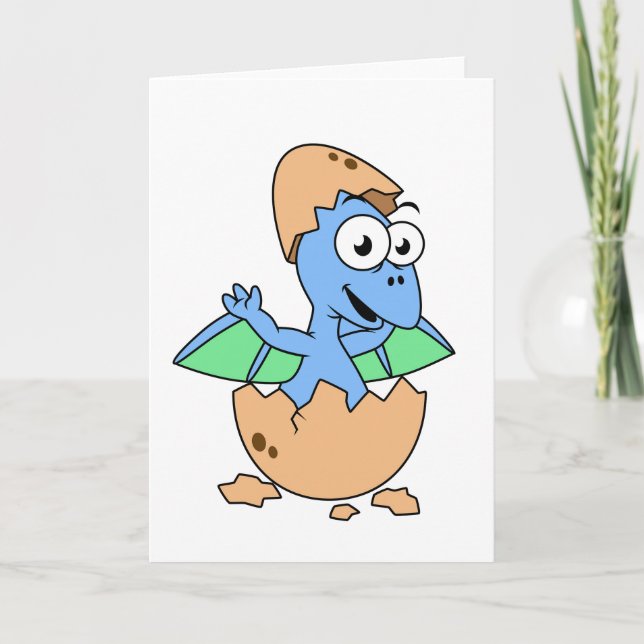 Cute Illustration Of A Baby Pterodactyl Hatching. Card (Front)