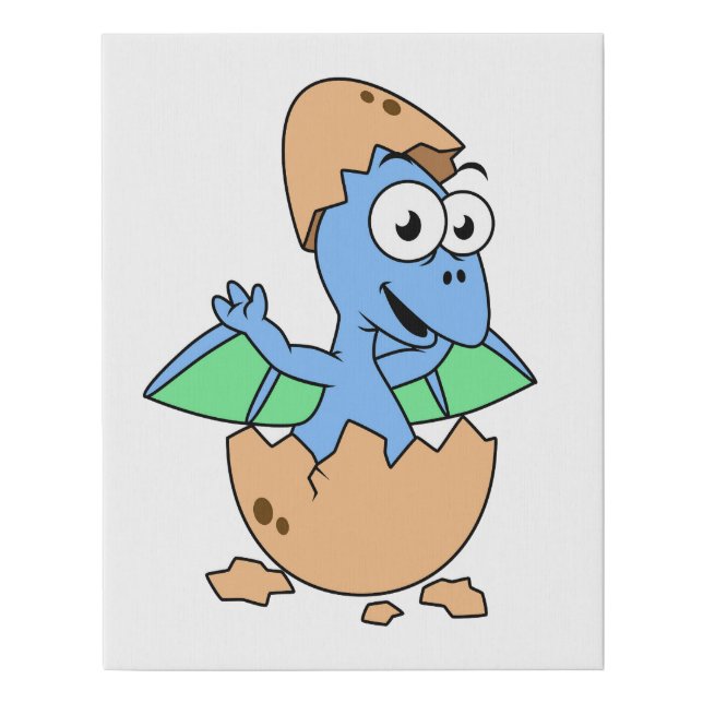 Cute Illustration Of A Baby Pterodactyl Hatching. Faux Canvas Print (Front)
