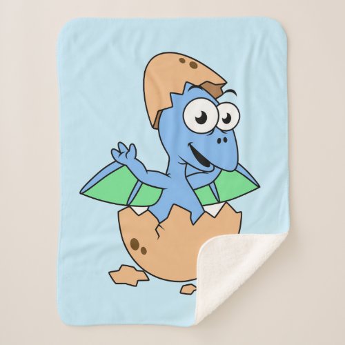 Cute Illustration Of A Baby Pterodactyl Hatching Sherpa Blanket