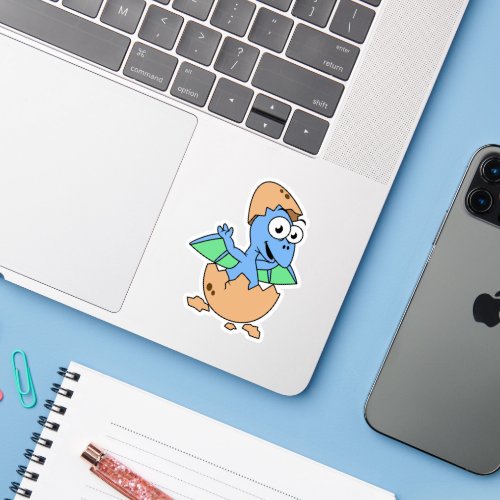 Cute Illustration Of A Baby Pterodactyl Hatching Sticker
