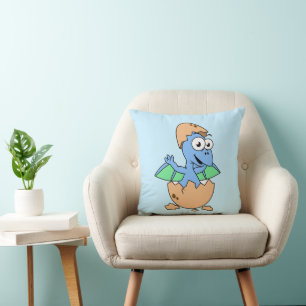 Cute Illustration Of A Baby Pterodactyl Hatching. Throw Pillow