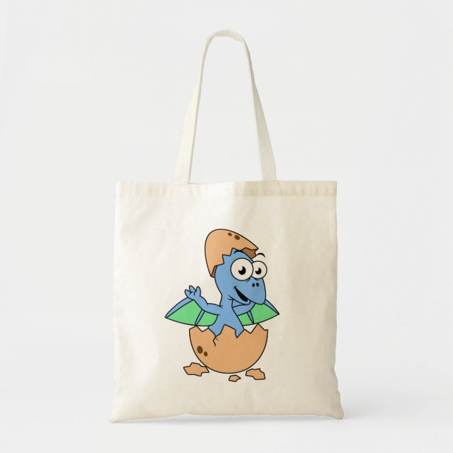 Cute Illustration Of A Baby Pterodactyl Hatching. Tote Bag (Front)