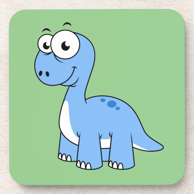 Cute Illustration Of A Brontosaurus. Beverage Coaster (Front)