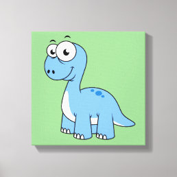 Cute Illustration Of A Brontosaurus. Canvas Print