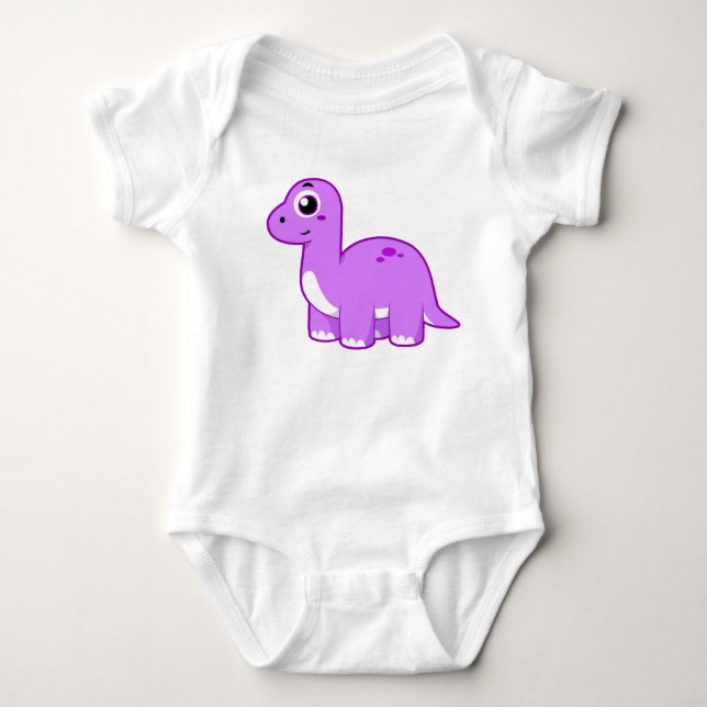 Cute Illustration Of A Brontosaurus Dinosaur. Baby Bodysuit (Front)