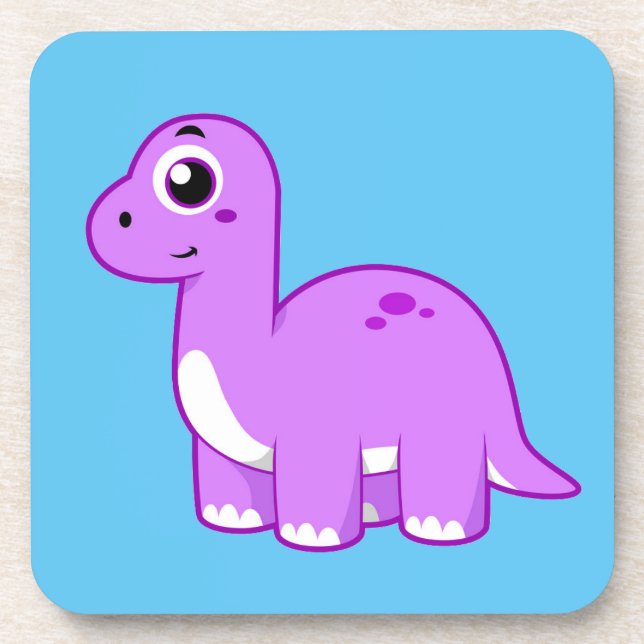 Cute Illustration Of A Brontosaurus Dinosaur. Beverage Coaster (Front)