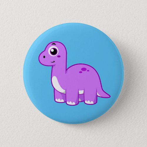 Cute Illustration Of A Brontosaurus Dinosaur Button