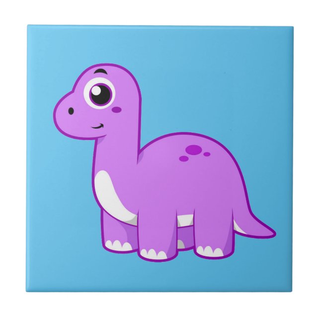 Cute Illustration Of A Brontosaurus Dinosaur. Ceramic Tile (Front)