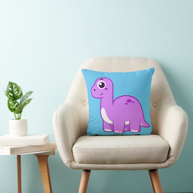 Cute Illustration Of A Brontosaurus Dinosaur. Throw Pillow (Chair)