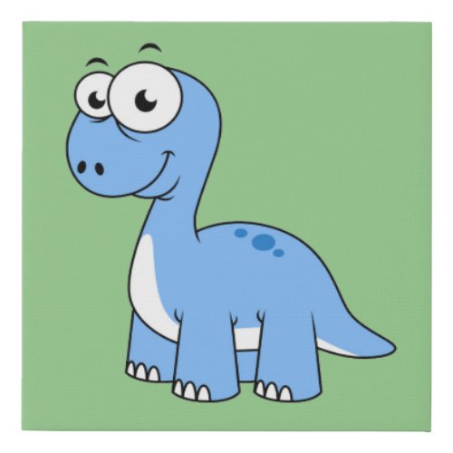 Cute Illustration Of A Brontosaurus Faux Canvas Print