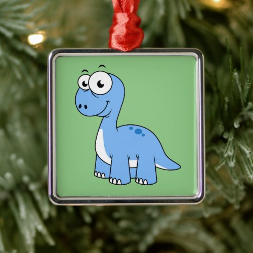 Cute Illustration Of A Brontosaurus Metal Ornament