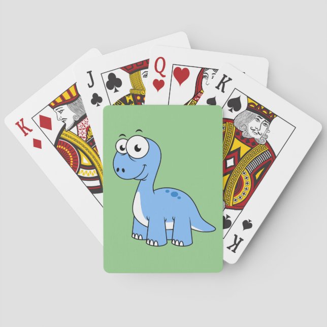 Cute Illustration Of A Brontosaurus. Poker Cards (Back)