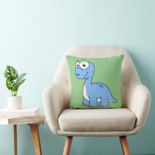 Cute Illustration Of A Brontosaurus. Throw Pillow