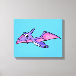 Cute Illustration Of A Flying Pterodactyl. Canvas Print