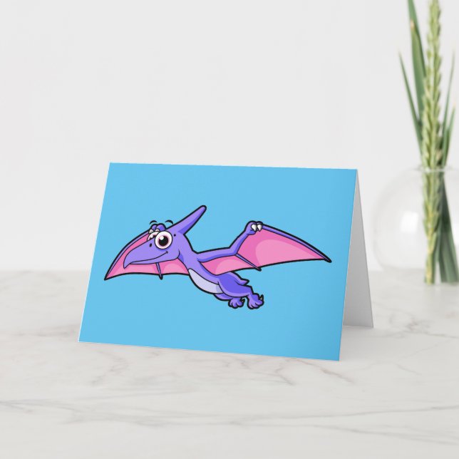 Cute Illustration Of A Flying Pterodactyl. Card (Front)
