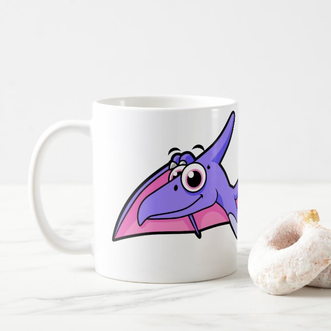 Cute Illustration Of A Flying Pterodactyl. Coffee Mug (With Donut)