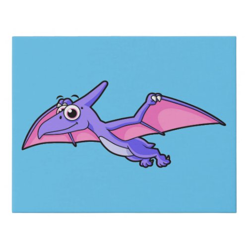 Cute Illustration Of A Flying Pterodactyl Faux Canvas Print
